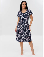 Изображение товара «Женский халат (на молнии с поясом) из кулирки «Х-81 (К) (темно-синий)» арт 86916» из магазина «Ивановский-Текстиль.РФ»