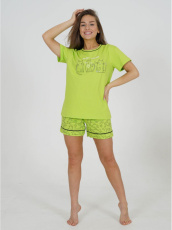 Изображение товара «Женский костюм (футболка+шорты) из кулирки пенье «Лекси [салатовый]» арт 84675» из магазина «Ивановский-Текстиль.РФ»
