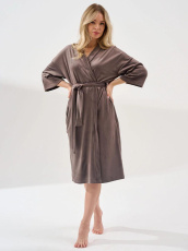 Изображение товара «Посл размер Женский халат (на запах с поясом) из велюра «Бархат 2405-В (мокко)» арт 87797» из магазина «Ивановский-Текстиль.РФ»