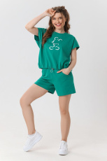 Изображение товара «Женский костюм (футболка+шорты) из кулирки с лайкрой «Эталон-2 [зеленый]» арт 72882» из магазина «Ивановский-Текстиль.РФ»