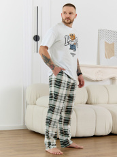 Изображение товара «Мужской костюм (футболка+брюки) из кулирки «Мишель-6 [зеленый]» арт 89232» из магазина «Ивановский-Текстиль.РФ»