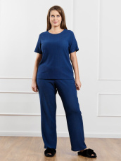 Изображение товара «Женские брюки из фактурного трикотажа «Рената-2 [синий]» арт 87679» из магазина «Ивановский-Текстиль.РФ»