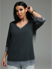 Изображение товара «Женская футболка из кашемира лапши «Богемия [графит]» арт 89412» из магазина «Ивановский-Текстиль.РФ»