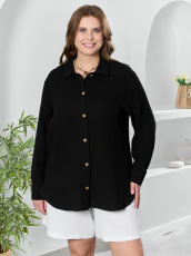 Изображение товара «Женская рубашка из муслина «Вуаль-6 [черный]» арт 89843» из магазина «Ивановский-Текстиль.РФ»