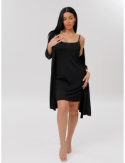 Изображение товара «Женский пеньюар (сорочка+халат) из лапши «Сор+Х-16 (Л) (черный)» арт 87888» из магазина «Ивановский-Текстиль.РФ»