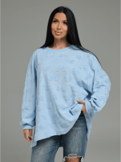 Изображение товара «Женский свитшот из махры жаккард «Ребека [микки голубой]» арт 87033» из магазина «Ивановский-Текстиль.РФ»