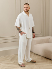 Изображение товара «Мужские брюки из фактурного полотна «Линкольн-3 [белый]» арт 89913» из магазина «Ивановский-Текстиль.РФ»