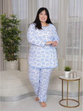 Изображение товара «Женская пижама (кофта+брюки) из футера с начесом «Мальва плюс [голубой]» арт 83607» из магазина «Ивановский-Текстиль.РФ»