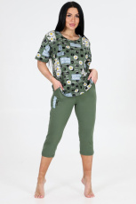 Изображение товара «Женский костюм (футболка+бриджи) из кулирки «2299кб-119» арт 82954» из магазина «Ивановский-Текстиль.РФ»