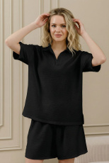 Изображение товара «Женские шорты из фактурного полотна «Женские ясмина-5 [черный]» арт 89874» из магазина «Ивановский-Текстиль.РФ»