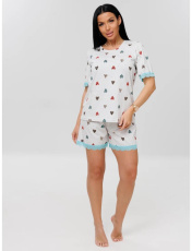 Изображение товара «Женская пижама (футболка+шорты) из кулирки «П-69 (К) (голубой)» арт 87928» из магазина «Ивановский-Текстиль.РФ»