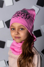 Изображение товара «Комплект головных уборов для ребенка (шапка+снуд) из рибаны «Принцесса розовый» арт 73674» из магазина «Ивановский-Текстиль.РФ»