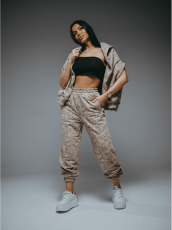 Изображение товара «Женские брюки из футера 3х нитки пенье фирча «Стиль [бежевый варенка]» арт 86178» из магазина «Ивановский-Текстиль.РФ»