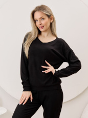 Изображение товара «Женский джемпер из фактурного трикотажа «Эвила-3 [черный]» арт 87351» из магазина «Ивановский-Текстиль.РФ»