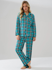 Изображение товара «Женская пижама (рубашка+брюки) из кулирки «Комфорт 2005-к (бирюза)» арт 78437» из магазина «Ивановский-Текстиль.РФ»