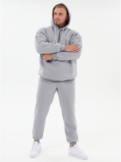 Изображение товара «Мужской костюм (худи+брюки) из футера с начесом пенье «Люкс мэн [серый]» арт 85610» из магазина «Ивановский-Текстиль.РФ»