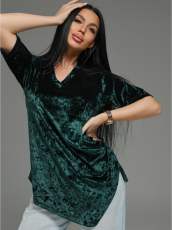 Изображение товара «Женская футболка из бархата «Мия [изумруд]» арт 87852» из магазина «Ивановский-Текстиль.РФ»