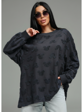 Изображение товара «Женский свитшот из махры жаккард «Ребека [микки серый]» арт 89411» из магазина «Ивановский-Текстиль.РФ»