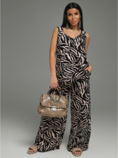 Изображение товара «Женский костюм (топ+брюки) из кулирки «Аманда [кофе]» арт 82900» из магазина «Ивановский-Текстиль.РФ»