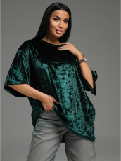 Изображение товара «Женская футболка из бархата «Марлен [изумруд]» арт 84090» из магазина «Ивановский-Текстиль.РФ»