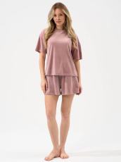 Изображение товара «Женский костюм (футболка+шорты) из велюра «Милана 2158-В (розовый)» арт 87760» из магазина «Ивановский-Текстиль.РФ»