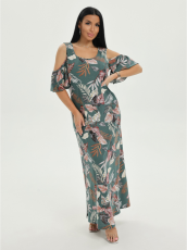 Изображение товара «Женское платье из кулирки «Новелла [листья зеленый]» арт 82493» из магазина «Ивановский-Текстиль.РФ»