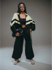 Изображение товара «Женский костюм (толстовка+брюки) из футера 3х нитки пенье фирча «Алиша [черный]» арт 87026» из магазина «Ивановский-Текстиль.РФ»