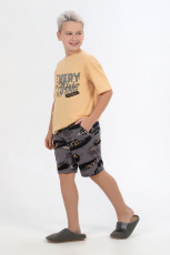 Изображение товара «Костюм для мальчика (футболка+шорты) из кулирки «Гранж-2 [бежевый]» арт 80998» из магазина «Ивановский-Текстиль.РФ»