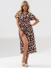 Изображение товара «Женский халат (на запах с поясом) из кулирки «Пантера 2375-К (коричневый)» арт 87792» из магазина «Ивановский-Текстиль.РФ»