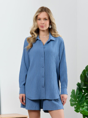 Изображение товара «Женская рубашка из плательной ткани «Сиеста-5 [индиго]» арт 89890» из магазина «Ивановский-Текстиль.РФ»
