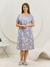 Изображение товара «Женский халат (на молнии) из кулирки «Флэр [серо-голубой]» арт 87381» из магазина «Ивановский-Текстиль.РФ»