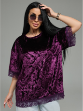 Изображение товара «Женская футболка из бархата «Андреа [баклажан]» арт 89625» из магазина «Ивановский-Текстиль.РФ»