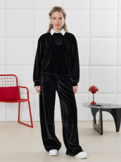 Изображение товара «Женский костюм (джемпер+брюки) из велюра стрейч бархат «Нуар [черный]» арт 88887» из магазина «Ивановский-Текстиль.РФ»