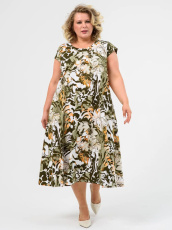 Изображение товара «Женское платье из кулирки «Розовое лето 1679-К (зеленый)» арт 84098» из магазина «Ивановский-Текстиль.РФ»