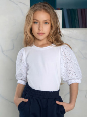 Изображение товара «Блузка для девочки из кулирки с лайкрой «Ольга» арт 83464» из магазина «Ивановский-Текстиль.РФ»
