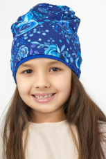 Изображение товара «Шапка для ребенка из футера «Синие цветы» арт 73649» из магазина «Ивановский-Текстиль.РФ»