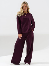 Изображение товара «Женский костюм (лонгслив+брюки) из футера с лайкрой «Палаццо 2370-фут (бордовый)» арт 86673» из магазина «Ивановский-Текстиль.РФ»