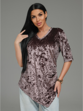 Изображение товара «Женская футболка из бархата «Мия [пудра]» арт 87853» из магазина «Ивановский-Текстиль.РФ»