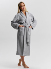 Изображение товара «Посл размер Женский халат (на запах с поясом) из махры «комфорт-3 [светло-серый]» арт 89702» из магазина «Ивановский-Текстиль.РФ»