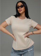 Изображение товара «Женская футболка из кулирки с лайкрой пенье фирча «Мода [бежевый]» арт 89962» из магазина «Ивановский-Текстиль.РФ»
