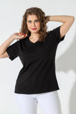 Изображение товара «Женская футболка из кулирки с лайкрой «Базис-5 [черный]» арт 76967» из магазина «Ивановский-Текстиль.РФ»