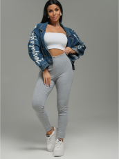 Изображение товара «Женские леггинсы из рибаны «Бритни [серый меланж]» арт 84543» из магазина «Ивановский-Текстиль.РФ»