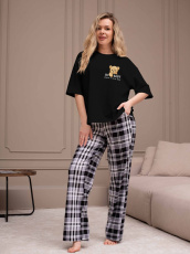 Изображение товара «Женский костюм (футболка+брюки) из кулирки «Мишель-4 [черный]» арт 89231» из магазина «Ивановский-Текстиль.РФ»