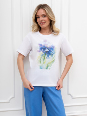 Изображение товара «Женская футболка из кулирки «Сибелла-6 [белый]» арт 89252» из магазина «Ивановский-Текстиль.РФ»