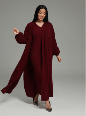 Изображение товара «Женский костюм (платье+кардиган) из кашемира лапши «Леди [бордо]» арт 87027» из магазина «Ивановский-Текстиль.РФ»