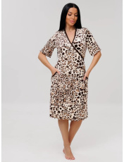 Изображение товара «Женский халат (на запах с поясом) из велюра «Х-185 (В) (леопард)» арт 86931» из магазина «Ивановский-Текстиль.РФ»