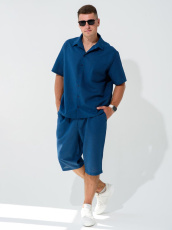 Изображение товара «Мужские бриджи из полульна «Льняные 2104-П/л (индиго)» арт 86461» из магазина «Ивановский-Текстиль.РФ»