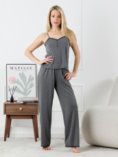 Изображение товара «Женская пижама (майка+брюки) из кулирки с лайкрой «Рива-2 [темно-серый меланж]» арт 88058» из магазина «Ивановский-Текстиль.РФ»