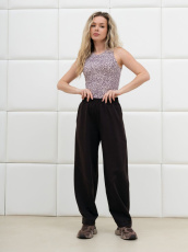 Изображение товара «Женские брюки из футера вискозного «Бейс [темно-коричневый]» арт 89288» из магазина «Ивановский-Текстиль.РФ»