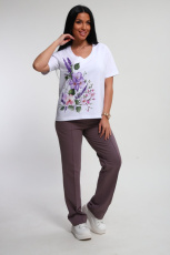 Изображение товара «Женский костюм (футболка+брюки) из футера «74725» арт 88109» из магазина «Ивановский-Текстиль.РФ»